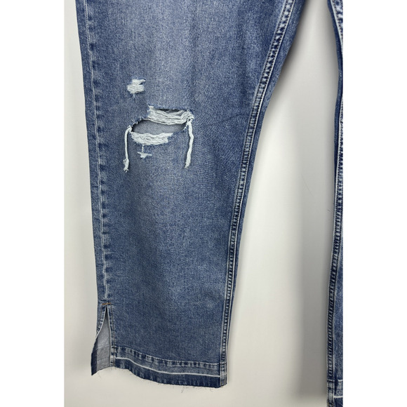 NWT Gap Mid Rise 90s Loose Jeans Split Hem Distressed Blue Denim Plus Size 33 16 - Picture 7 of 16